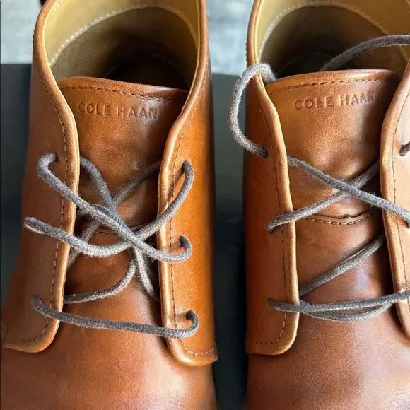 COLE HAAN Morris Leather Chukka Men's Brown Leather lace up Chukka Boots size 9